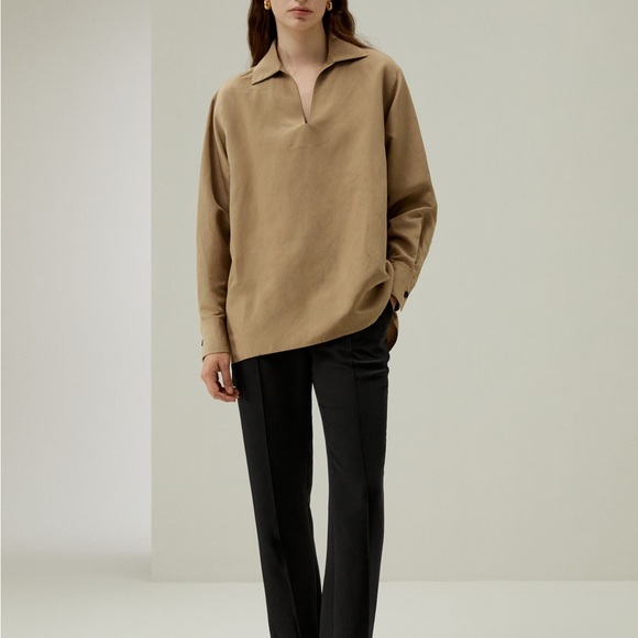 lilysilk women Oversized Silk-Linen Blend Shirt sz s - Picture 2 of 11